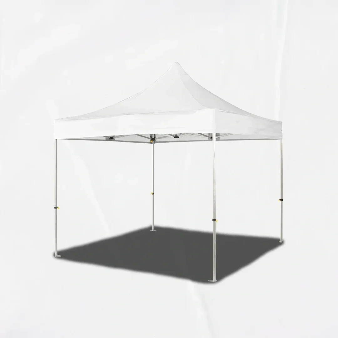 Carpa PLUS de 3 × 3 m, blanca, con techo de poliéster y sin laterales