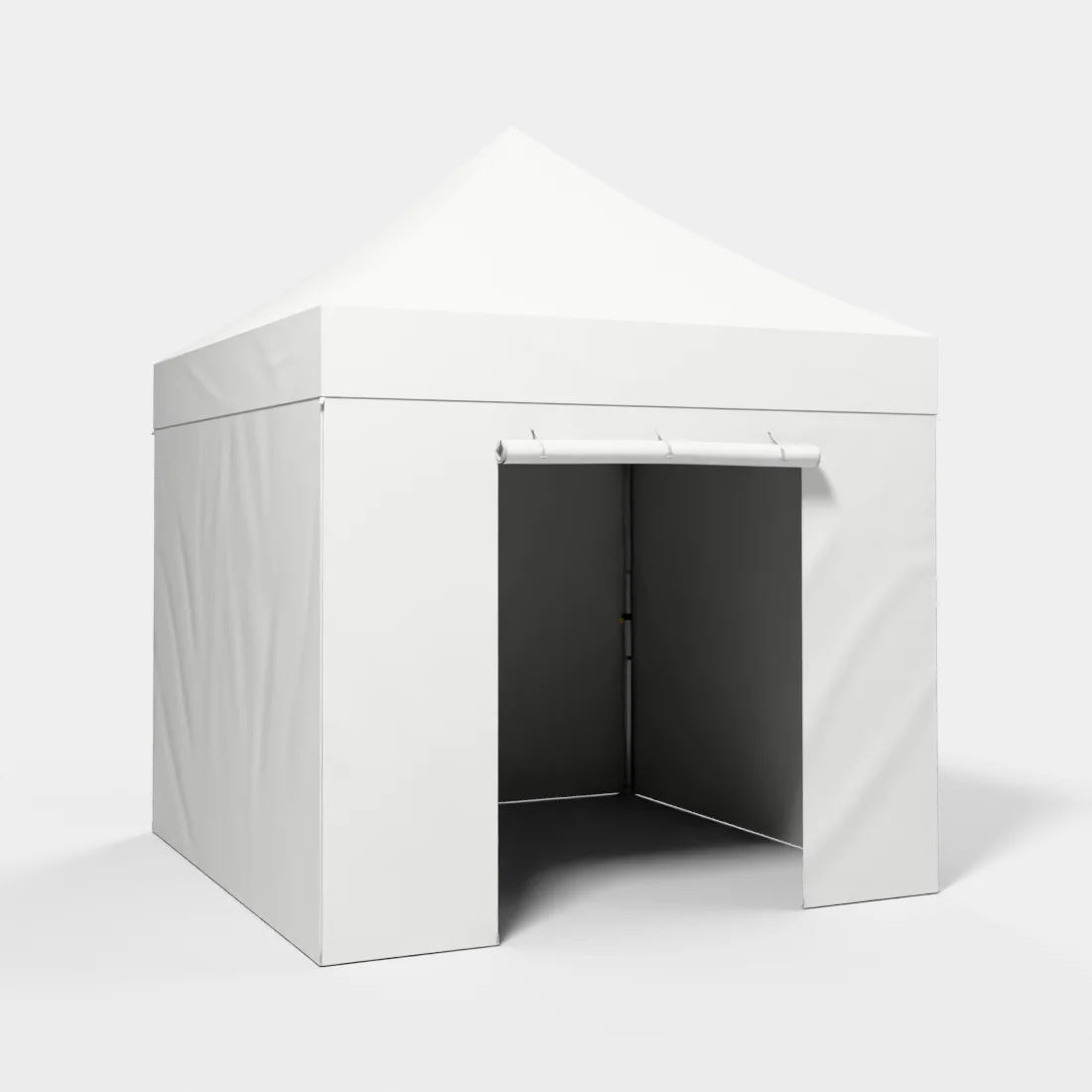 Carpa Plegable 3x3 m, Gama PLUS 45mm, 3 laterales lisos y 1 lateral con puerta, blanco