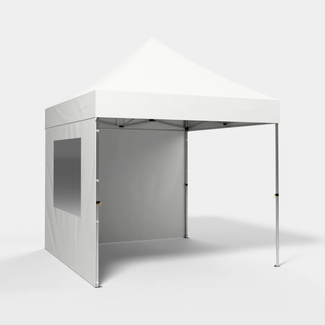 Carpa Plegable 3x3 m, Gama PLUS 45mm, 1 lateral liso y 1 lateral con ventana, blanco