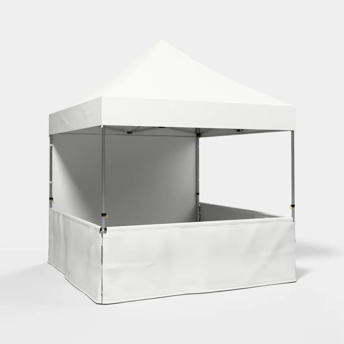 Carpa Plegable 3x3 m, Gama PLUS 45mm, 1 lateral liso y 3 laterales a media altura, blanco