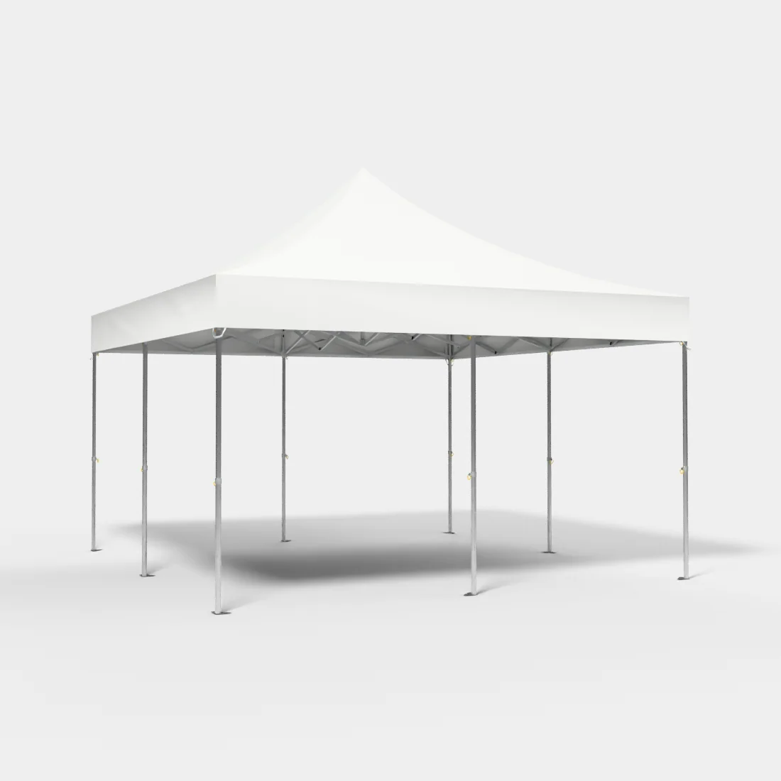 Carpa Plegable 5x5 m de 8 pilares, Gama ELITE 57mm, Sin laterales, PVC blanco