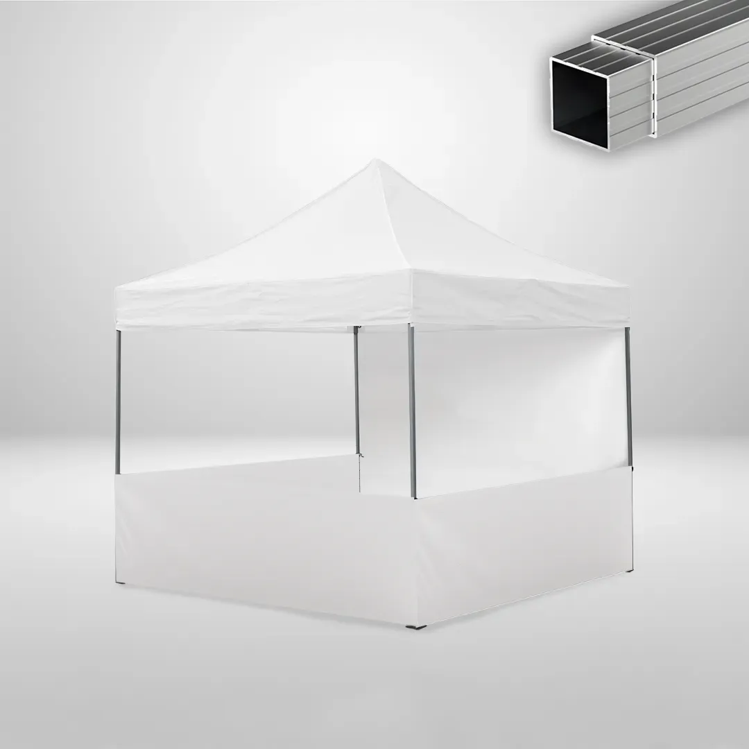 Carpa Plegable 3x3 m, Gama ECO 32mm, 1 lateral liso y 3 laterales a media altura, blanco