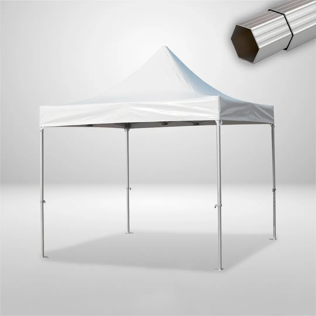 Carpa Plegable 3x3 m, Gama ELITE 57mm, Sin laterales, PVC blanco