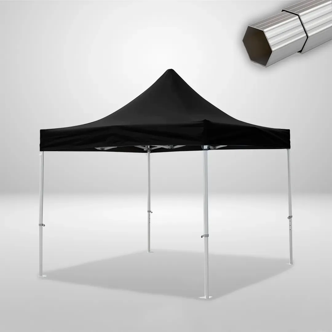 Carpa Plegable 3x3 m, Gama ELITE 57mm, Sin laterales, negro
