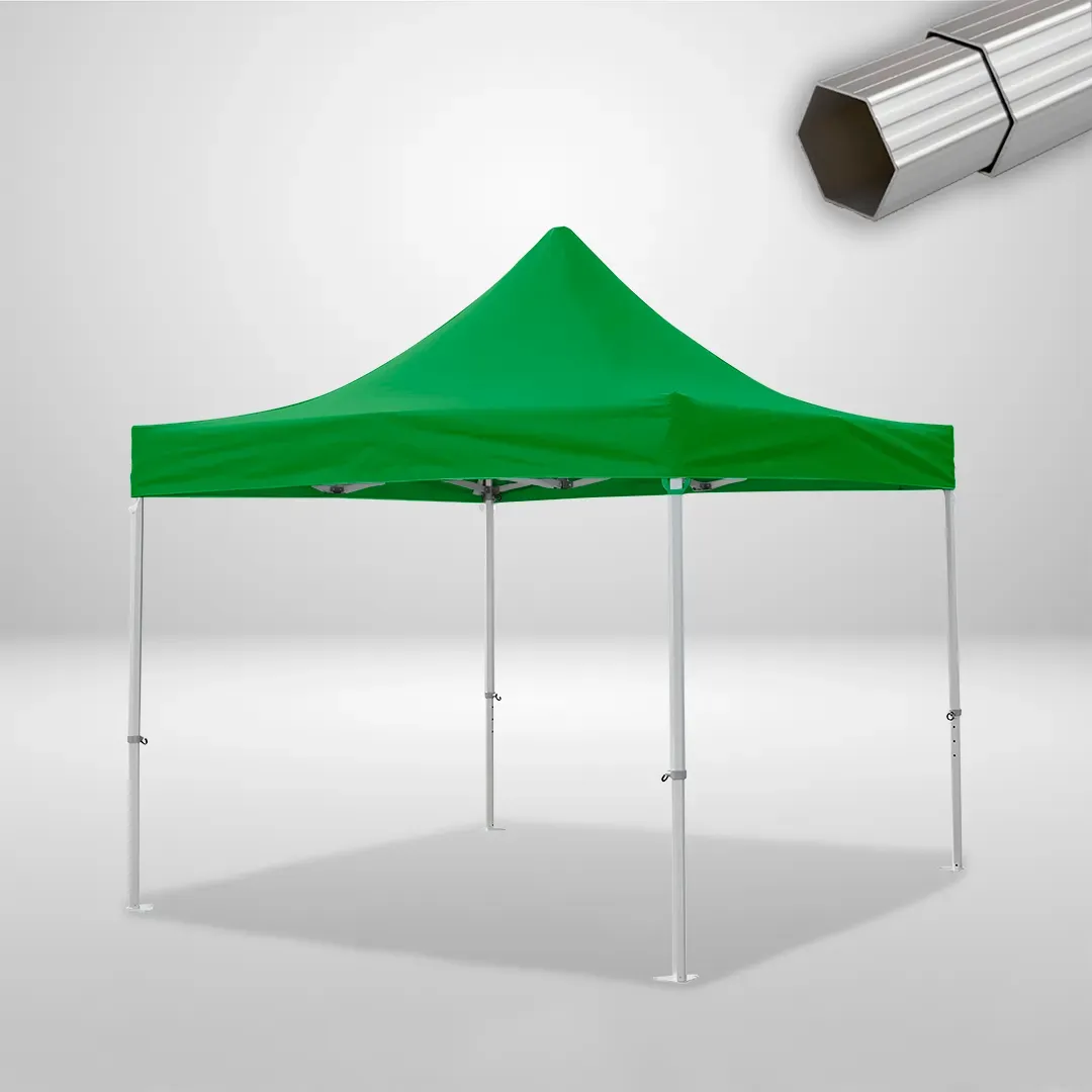 Carpa Plegable 3x3 m, Gama ELITE 57mm, Sin laterales, verde botella