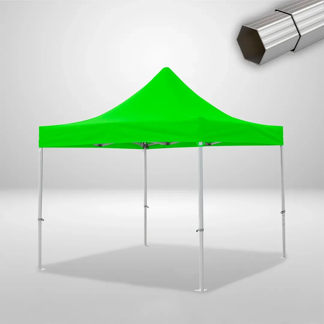 Carpa Plegable 3x3 m, Gama ELITE 57mm, Sin laterales, verde lima