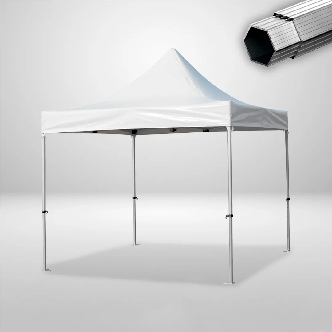 Carpa Plegable 3x3 m, Gama PLUS 45mm, Sin laterales, PVC blanco