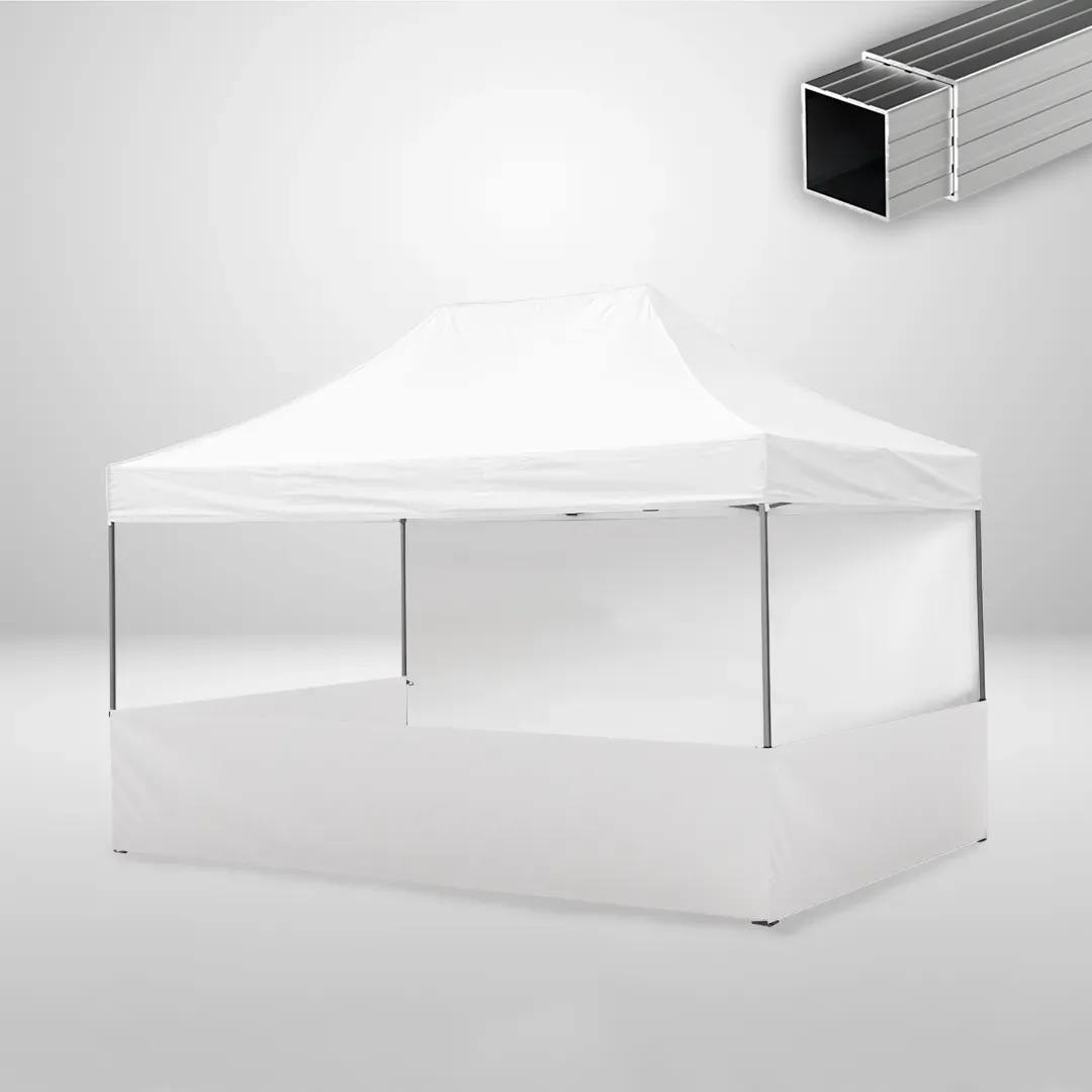 Carpa Plegable 3x4.5 m, Gama ECO 32mm, 1 lateral liso y 3 laterales a media altura, blanco