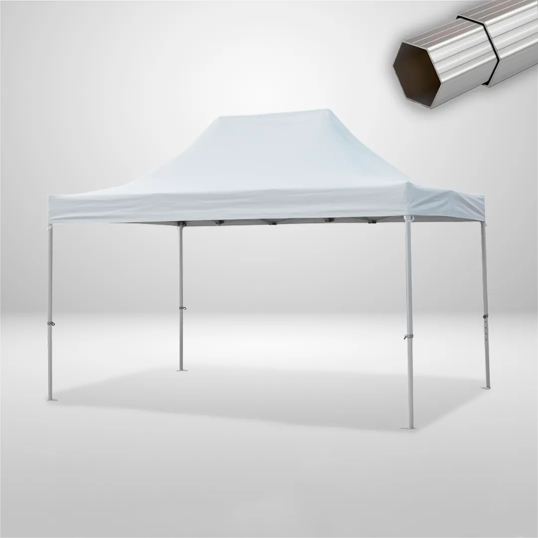 Carpa Plegable 3x4.5 m, Gama ELITE 57mm, Sin laterales, PVC blanco