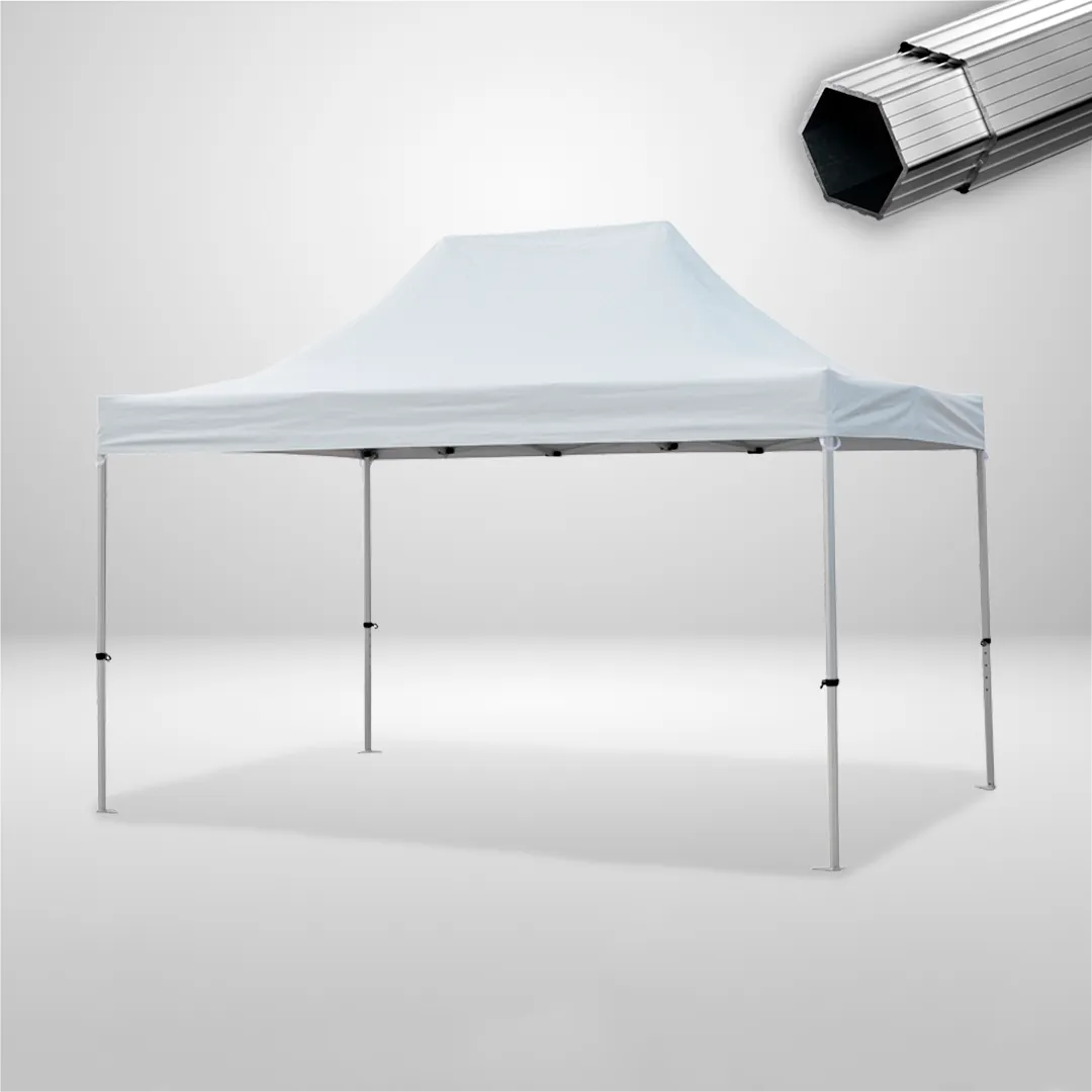Carpa Plegable 3x4.5 m, Gama PLUS 45mm, Sin laterales, PVC blanco