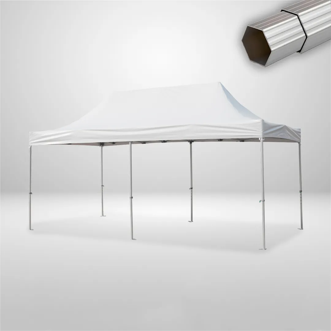 Carpa Plegable 6x3 m, Gama ELITE 57mm, Sin laterales, PVC blanco