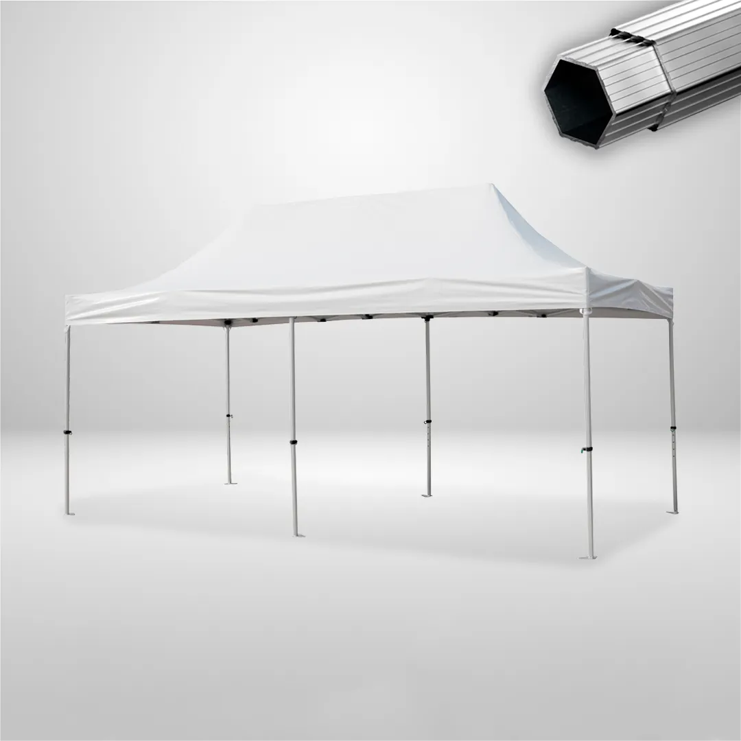 Carpa Plegable 6x3 m, Gama PLUS 45mm, Sin laterales, PVC blanco