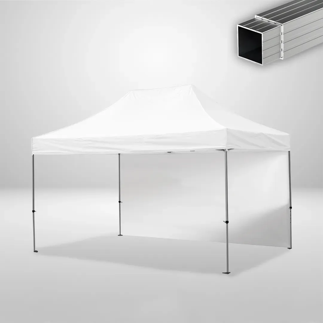 Carpa Plegable 3x4.5 m, Gama ECO 32mm, 1 lateral liso, blanco