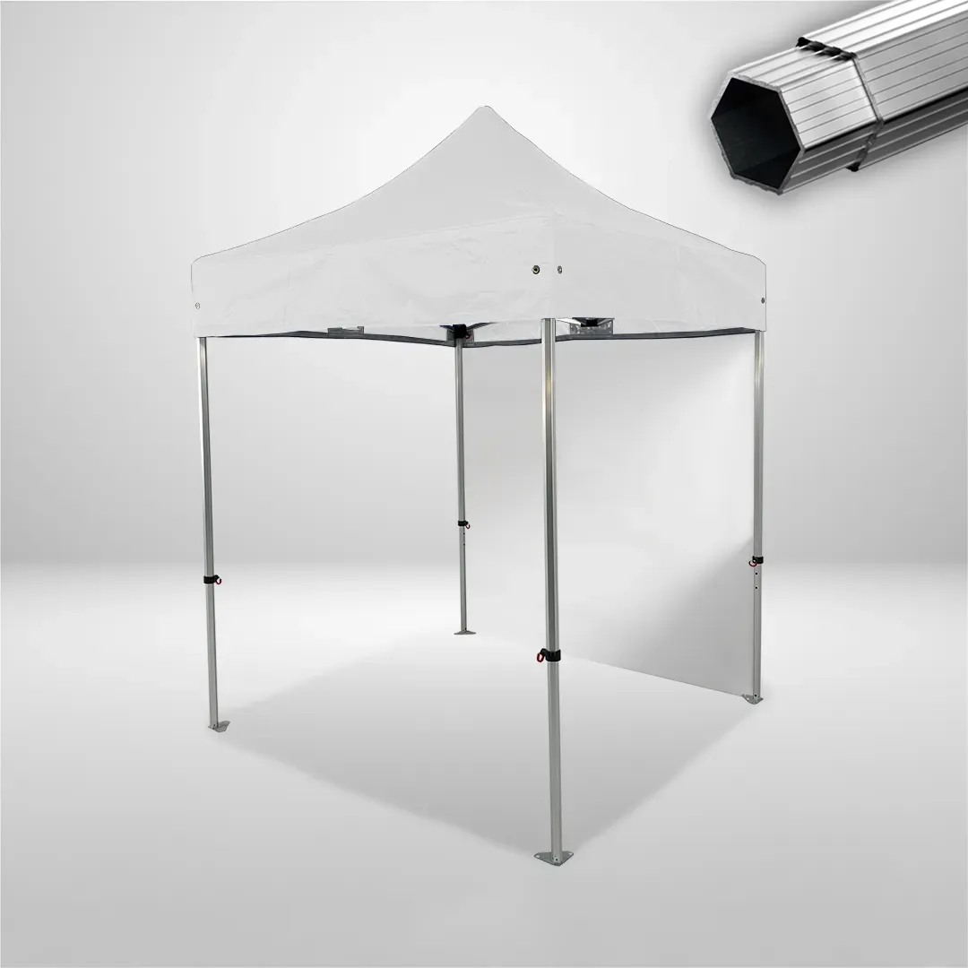 Carpa Plegable 2x2 m, Gama PLUS 45mm, 1 lateral liso, blanco