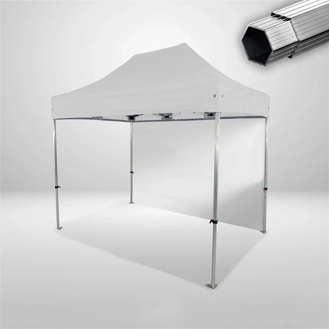 Carpa Plegable 3x2 m, Gama PLUS 45mm, 1 lateral liso, blanco