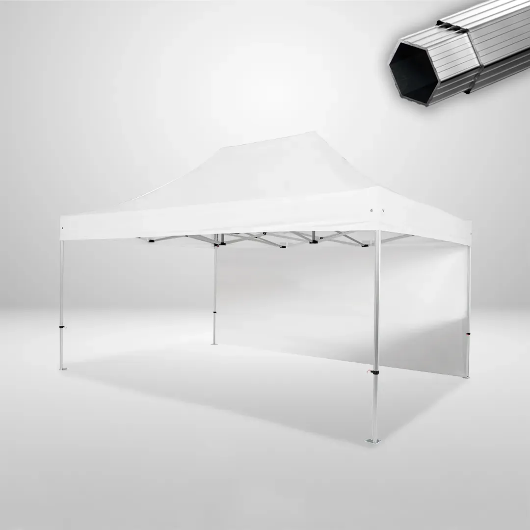 Carpa Plegable 3x4.5 m, Gama PLUS 45mm, 1 lateral liso, blanco