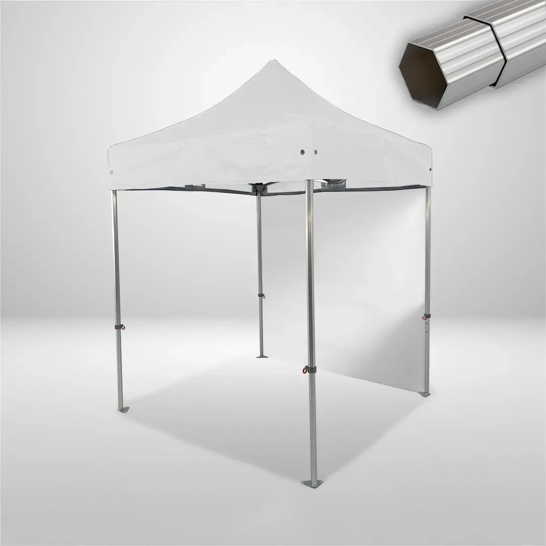 Carpa Plegable 2x2 m, Gama ELITE 57mm, 1 lateral liso, blanco