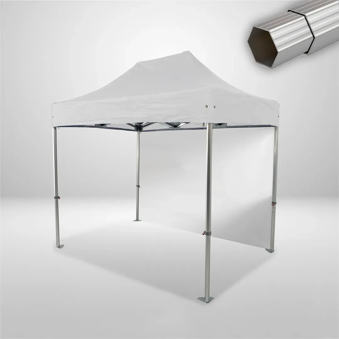 Carpa Plegable 3x2 m, Gama ELITE 57mm, 1 lateral liso, blanco