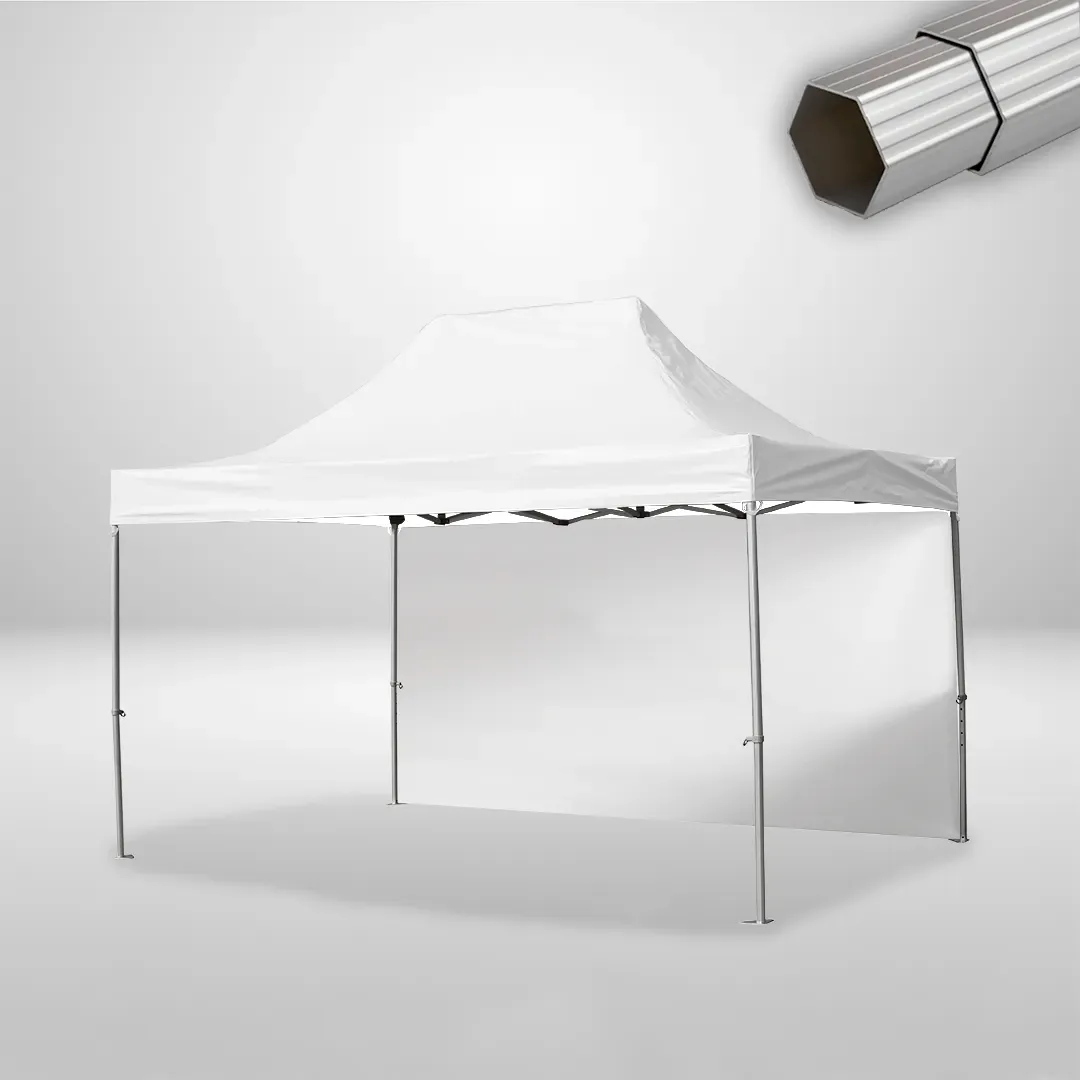 Carpa Plegable 3x4.5 m, Gama ELITE 57mm, 1 lateral liso, blanco