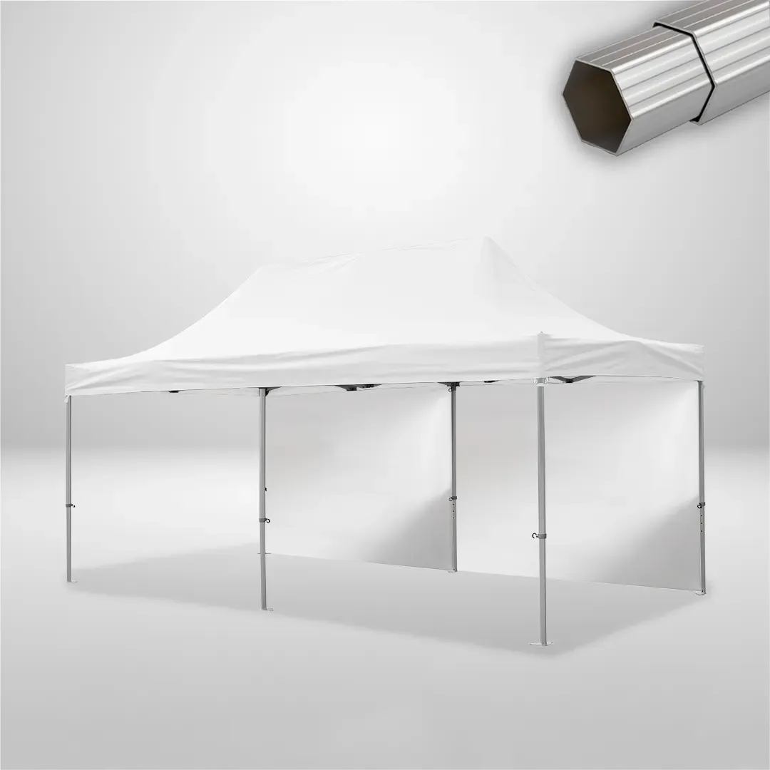 Carpa Plegable 6x3 m, Gama ELITE 57mm, 2 laterales lisos, blanco